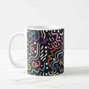 Mug Brosse tirée à la main. Motif Abstrait, zigzags, l