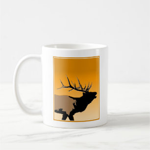 Mug Brouillonnant Bull Elk au coucher du soleil Art or