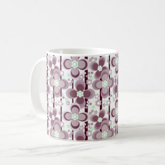 Mug brown and white floral pattern