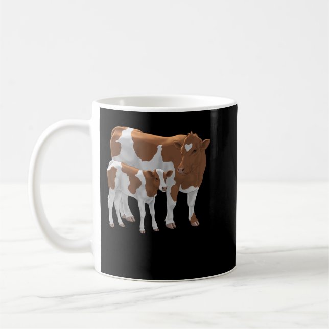 Mug Brown et blanche Guernsey Vache et mignonne Vachet (Gauche)