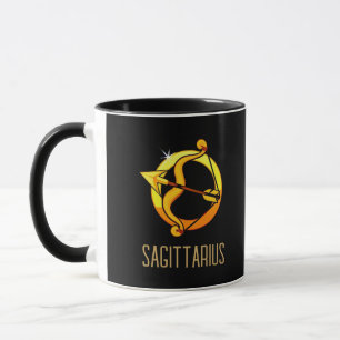 Mug Brown et or Sagittarius signe zodiaque noir