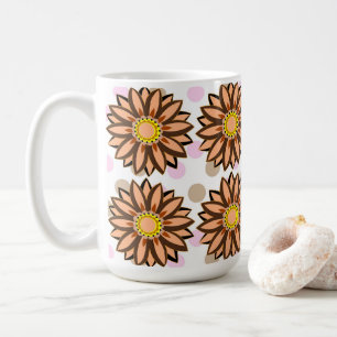 Mug Brown Fleurs rose pois point motif floral