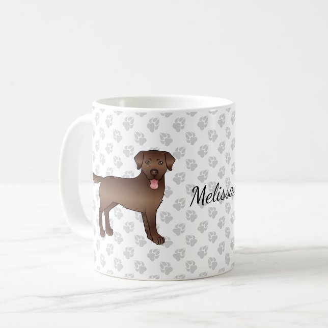Mug Brown Labrador Retriever Dessin Dog & Nom (Devant gauche)