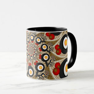 Mug Brunch Fractal Art Drôle Nourriture, Tomates, Oeuf