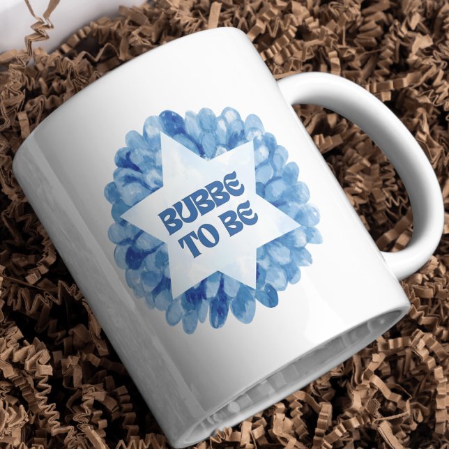 Mug "Bubbe to Be" Amusante Nouvelle aquarelle juive gr (Enjoy your daily tea in this Bubbe-to-be mug, crafted for Jewish grandmothers who love to kvell.)