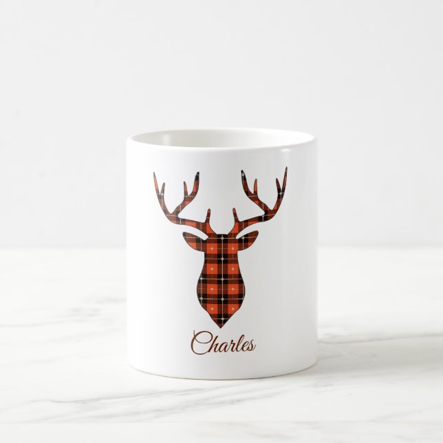 Mug Buck Head Personnalisez Red et Black Plaid (Centre)