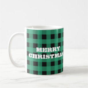 Mug Buffalo Check Plaid Custom Monogramme Noël