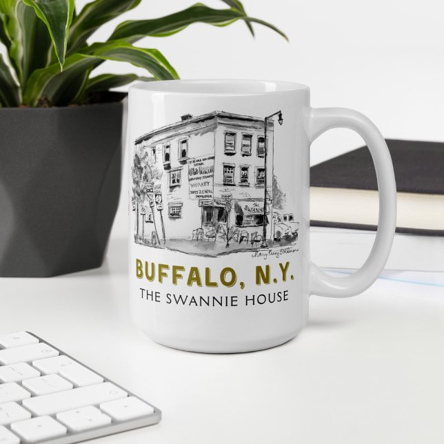Mug Buffalo NY Swannie House Cute 716 Tavern (This Buffalo NY mug features my own hand-drawn unique sketch of the historic Swannie House.)