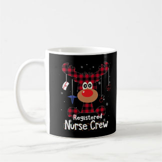 Mug Buffalo Plaid Reindeer Registered Nurw Crew Joyeux