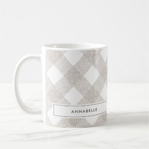 Mug Buffalo tartan moderne beige naturel personnalisé