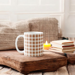 Mug Buffle beige Brown Plaid Holiday