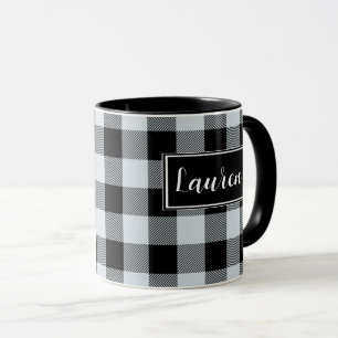 Mug Buffle gris personnalisé Vérifier la Musique Plaid