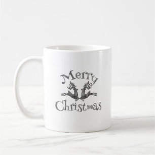 Mug Buffle noir blanc Plaid Joyeux rennes de Noël