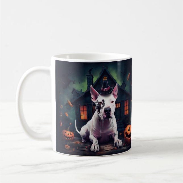 Mug Bull Terrier Citrouille Halloween effroi (Gauche)