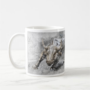 Mug Bull Toro Marché Mercado Stock argent Dinero Or