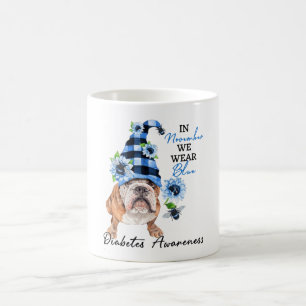 Mug Bulldog Novembre Nous Portons Blue Diabetes Sensib