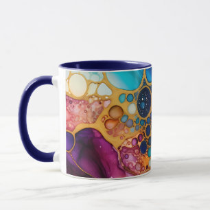 Mug Bulles d'alcool et d'encre bleues, violettes, turq