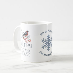 Mug Bullfinch Bird Red Berries Bonne année 2022