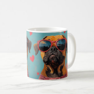 Mug Bullmastiff aux roses du cœur pour la Saint-Valent