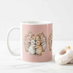Mug Bunnies adorables dans un Pastel cosy Hug Pink