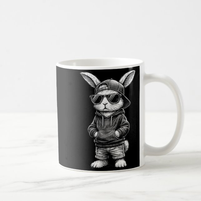 Mug Bunny Face With Sungles Funny Easter Day For Boys  (Droite)