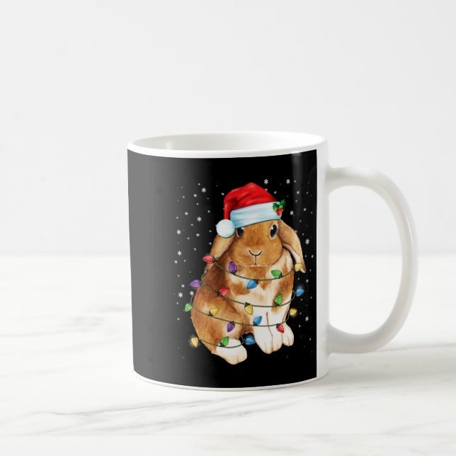 Mug Bunny Rabbit Christmas Lights Santa Hat Funny Xmas (Droite)