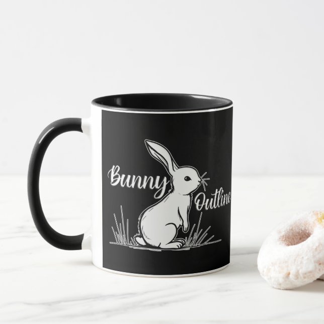 Mug Bunny Sketch – Hand Drawn Rabbit - caneca (Avec donut)