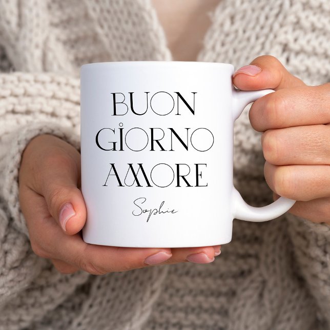 Mug Buongiorno Amore | Texte moderne italien chic (Créateur téléchargé)