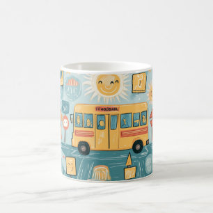 Mug bus scolaire jaune classique rempli d'enfants heur