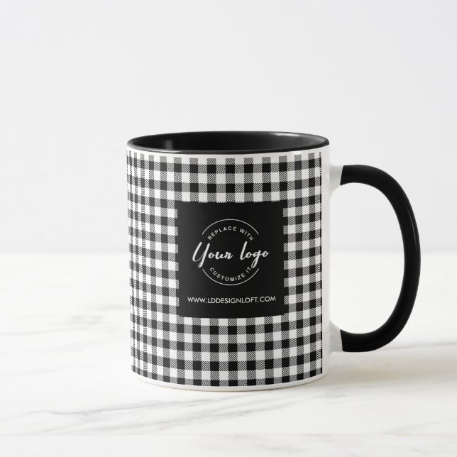 Mug Business Logo Moderne Noir Blanc plaqué Holiday (Droite)