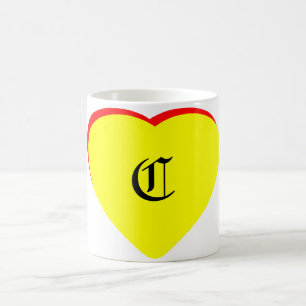 Mug "C" Coeur Jaune Rouge Faire-part de mariage Le MUS