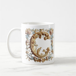 Mug "C" initial baroque pour une Princesse au café
