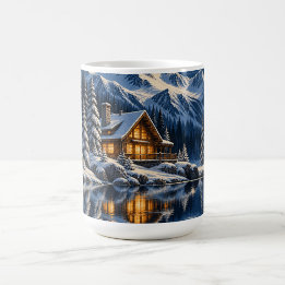 Mug Cabine Cosy sous la Pleine Lune enneigée