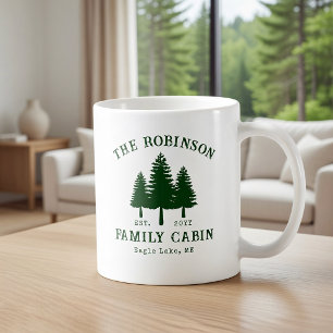 Mug Cabine de Famille Rustique Campagne Pin Vert Arbre
