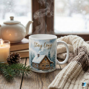 Mug Cabine d'hiver confortable aquarelle neige rustiqu