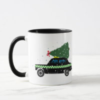 Cabine noire Taxi Arbre de Noël Dessin Neige