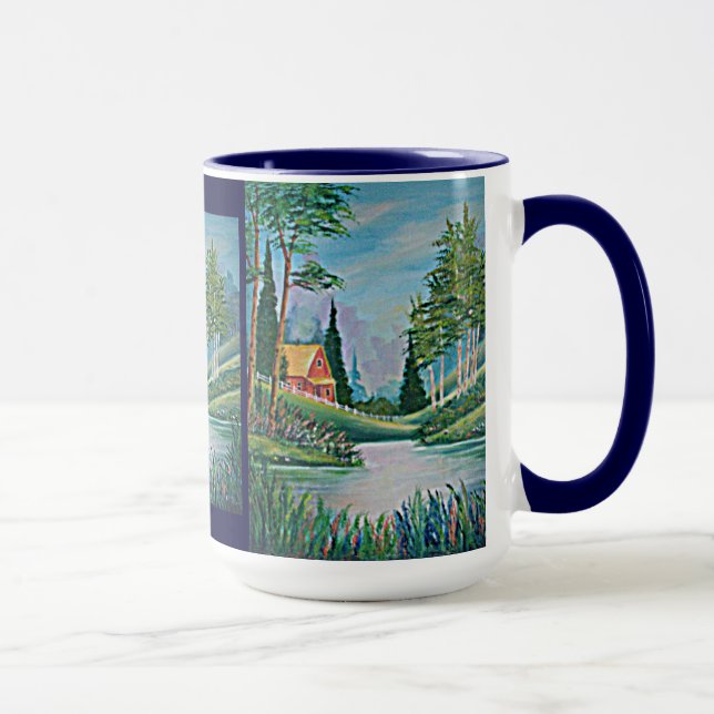 Mug Cabine par la peinture à l'huile de ruisseau (Droite)