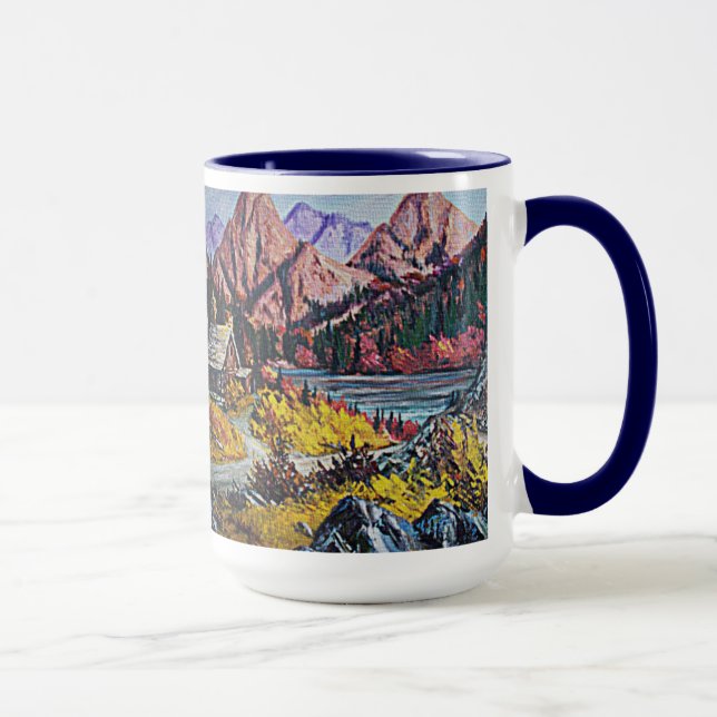 Mug Cabine par la peinture à l'huile du lac (Droite)