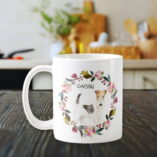 Mug Câble d'aquarelle personnalisée Terrier Rose Wreat