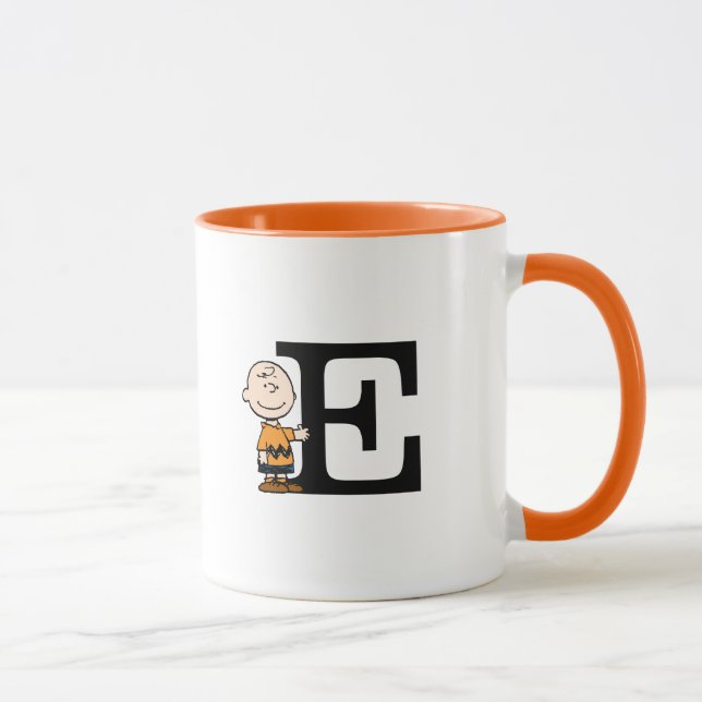 Mug cacahuètes | Charlie Brown Monogramme E (Droite)