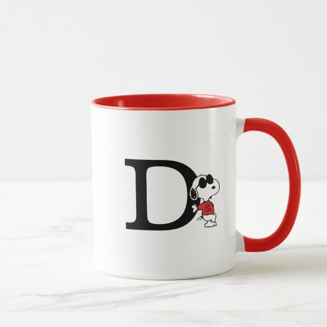 Mug cacahuètes | "Joe Cool" debout | Monogramme D (Droite)