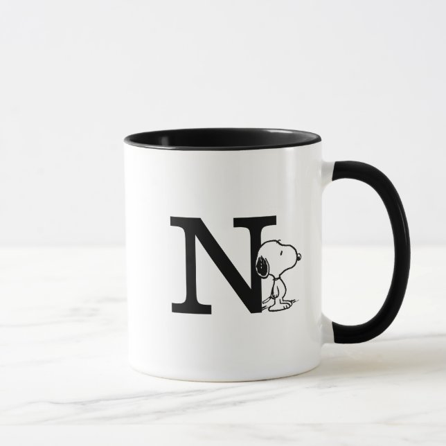 Mug cacahuètes | Monogramme de snoopée N (Droite)