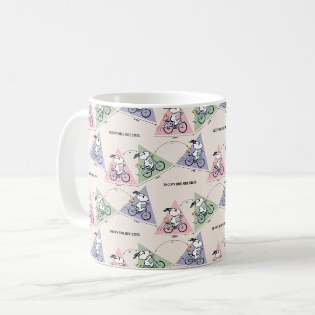 Mug cacahuètes | Snoopy Bike Ride Stats (Devant gauche)
