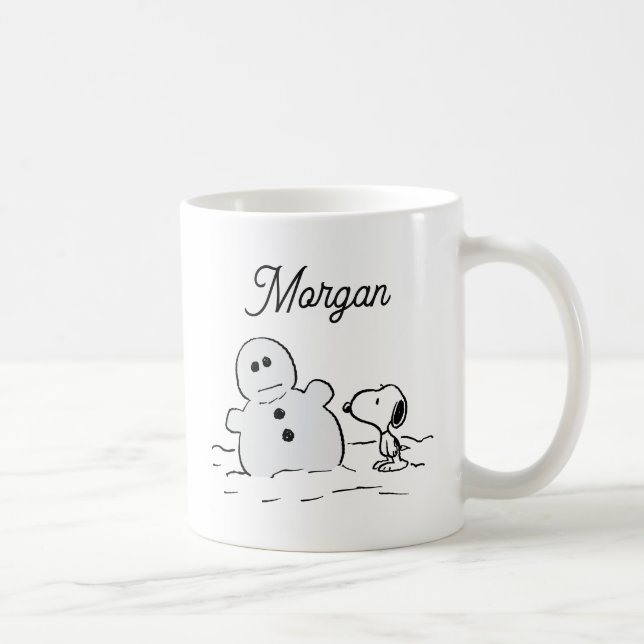 Mug cacahuètes | Snoopy Construit Un Snowman | Ajouter (Droite)