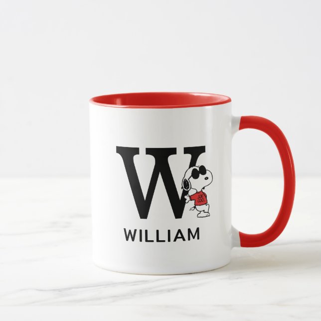 Mug cacahuètes | Snoopy "Joe Cool" | Nom et monogramme (Droite)