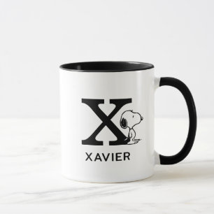 Mug cacahuètes Snoopy Nom et monogramme X