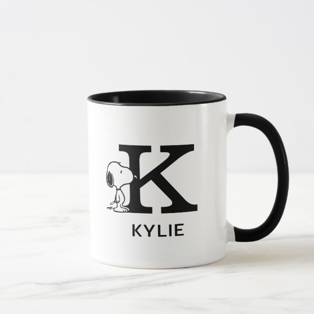 Mug cacahuètes | Snoopy Nom & Monogram K (Droite)