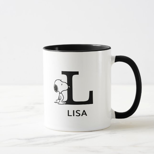 Mug cacahuètes | Snoopy Nom & Monogram L (Droite)