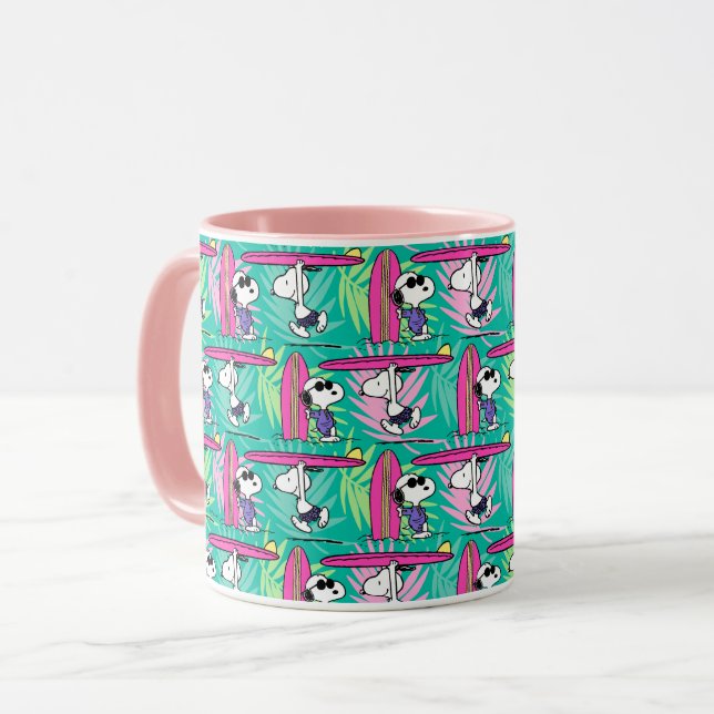 Mug cacahuètes | Snoopy Turquoise Surf Motif (Devant gauche)