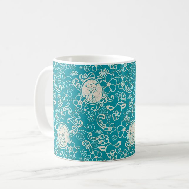 Mug cacahuètes | Snoopy Turquoise Tropical Beach Motif (Devant gauche)